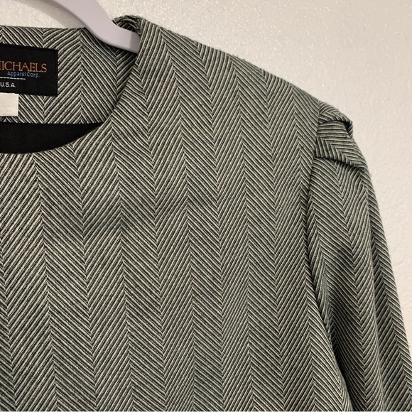 Vintage 1980s Black White Asymmetrical Single Button Blazer Jacket Size 7 - Picture 4 of 8